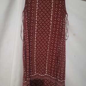 Style & Co. Burgundy and White Patterned Top